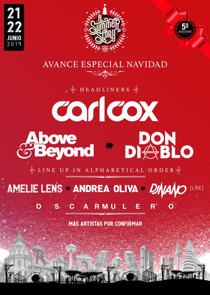 RT+FOLLOW. Sorteo 2 abonos. ¡#FelizNavidad Summers! 🎄 Como os prometimos, nuestro 5º Aniversario será muy especial y, tras confirmar al Headliner más demandado por todos, aquí está vuestro regalo de Navidad. Hazte con tu entrada antes del 8 de enero en asummerstory.com