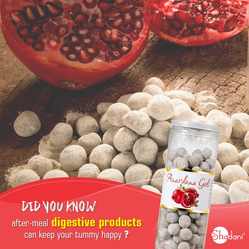 ShadaniIndia's tweet photo. Our #anardana #goli are extremely helpful in keeping your tummy happy and healthy. Go to our website and check out our fabulous range of digestive product, click here: https://t.co/boLcnAhqgC
#Shadanigroup #DigestiveProducts#HappyandHealthy https://t.co/dlaNQMLcwF