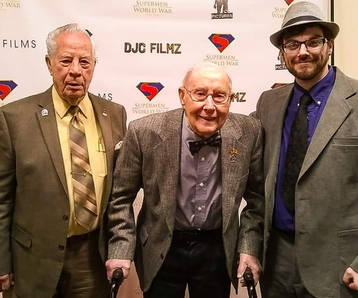 SupermenWar's tweet photo. Actor Charlee Soffer who portrayed a #42ndrainbow #miltary #soldier meets with the real Rainbow Division! #whatanhonor 
@USArmy @TalkingSuperman @RealTimeWWII https://t.co/loR8HIWvIm