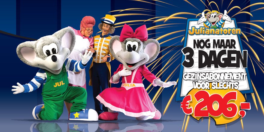Let op! Want je hebt nog maar drie dagen om gebruik te maken van die super aanbieding van het gezinsabonnement 2019 waarmee je van maar liefst € 31,- korting geniet!

Pak dit voordeel en bestel 'm nu op: bit.ly/2RDDJYz