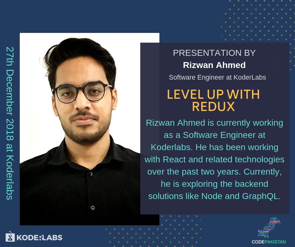 CodePakistanio's tweet image. Redux is truly extensible but how would you level up and make difference? Well, Rizwan Ahmed Software Engineer will share a set of tactics to level up with Redux on Thursday&apos;s in-house presentation at KoderLabs. | #CodePakistan #KoderLabs