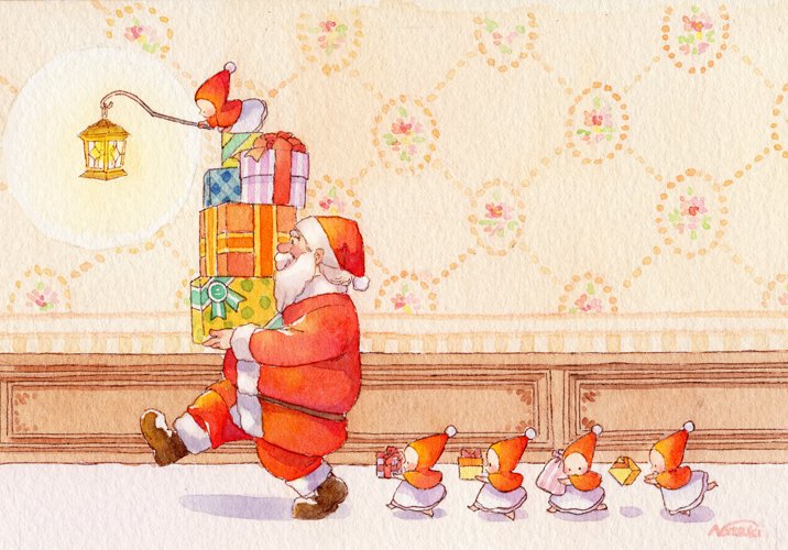 「namikate雑貨店さんに出したミニ原画でクリスマスのやつ?✨ 」|名司生のイラスト