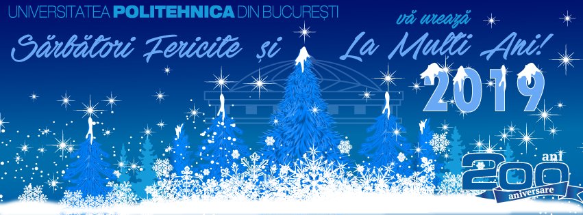 upb1818's tweet photo. Universitatea POLITEHNICA din București​ @upb1818 vă urează Crăciun Fericit și un An Nou minunat!

La Mulți Ani! 🎅💫🎄
#UPB200 https://t.co/aQM1lqHImM