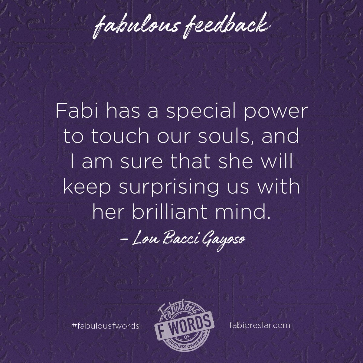 fabipreslar's tweet photo. Getting the soul of business is what I’m all about! #FabulousFeedback from @lougayoso of KICS Certification. If you don’t have the book yet, grab it at https://t.co/XLEjcfbgIW. #FabulousFWords #smallbusiness #smallbusinessownership #entrepreneur https://t.co/XSrVkI8dBx