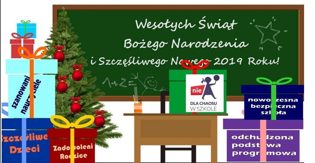 NIEdlachaosu's tweet photo. Każdy z nas wie, w jakiej kondycji jest dziś polska szkoła. Każdy z nas wie, czego jej życzyć. Niech te  nasze wspólne życzenia spełnią się jak najszybciej! 
Wesołych Świąt! https://t.co/jwPmEDNjkC