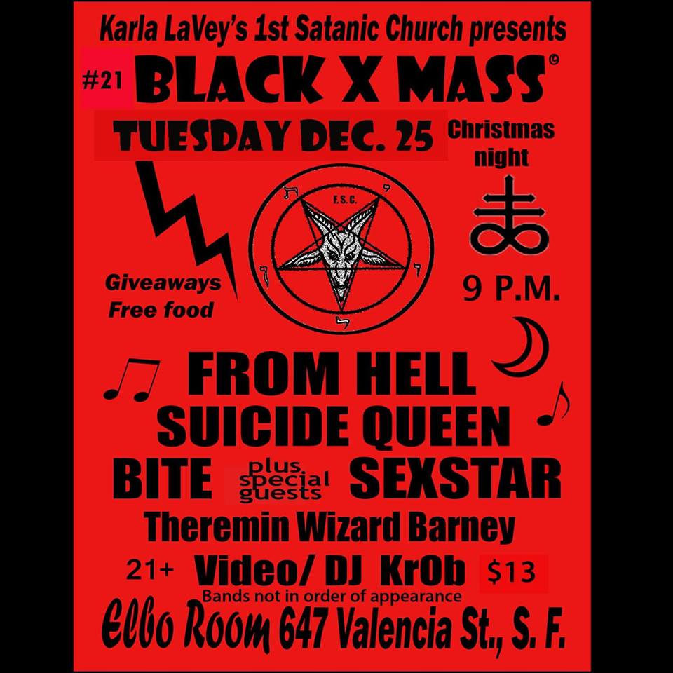 AceRealityCheck's tweet photo. Tomorrow, TUES DEC 25TH, #KarlaLavey's #BlackXmas @elboroomsf 9PM w/ @FROMHELLband @SuicideQueenCA @chelsearocks415 &amp; #BITEsf, and yours truly @AceRealityCheck of @RealityCheckTV2 with our annual #RCTV #SwagBag #giveaway! #FreeFood while it lasts! More bands! #Xmas2018 #rocknroll https://t.co/B5jCCrgBv8
