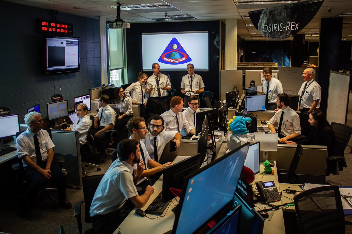 KinetXSNAFD's tweet photo. 50 years ago, 3 members of our species became the first ever to orbit the moon. Our @OSIRISREx mission controllers payed homage to the dedicated engineers who came before us, as we set our sights on new milestones in the exploration of our solar system. #spiritofapollo #apollo8 https://t.co/9pAxxa6Ivn