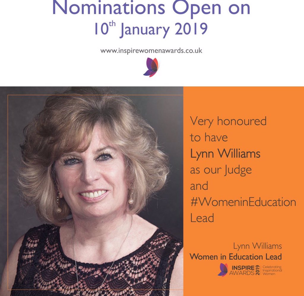 Honoured to be on the @InsprWomen judging panel this year. Nominations open 10th Jan. #womenineducation