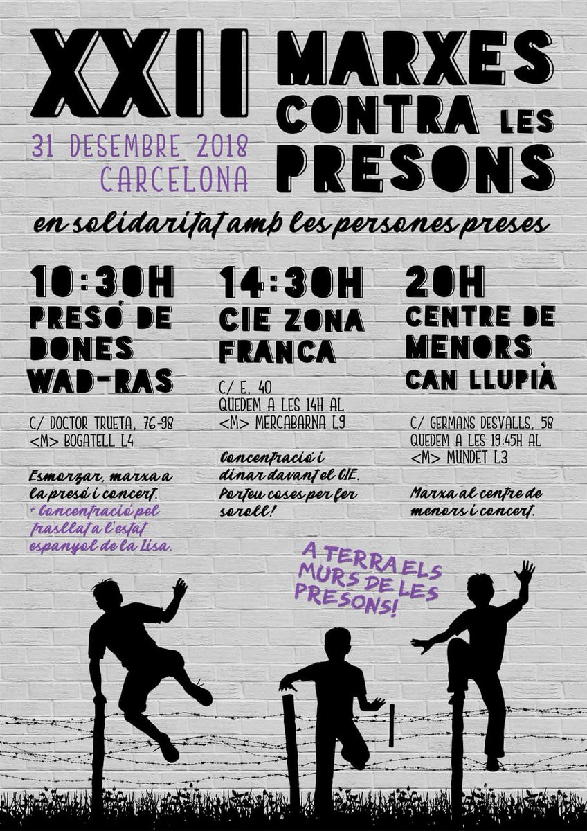 esclamor's tweet photo. 31 diciembre 
Solidaridad con lxs presxs
Bcn
#AbajoLosMuros https://t.co/gHtyXOHqcf