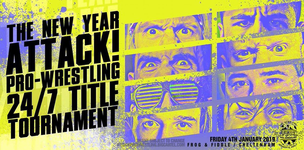 ATTACKWrestling's tweet photo. 🚨 T I C K E T   A L E R T 🚨

THE NEW YEAR ATTACK! PRO WRESTLING 24/7 TOURNAMENT 
(Jan 4th - Frog And Fiddle, Cheltenham)

-------

DESPAIR &amp; TRAFFIC
(Jan 13th - Bingo Hall, Cathays, Cardiff)

Both shows are on sale NOW!

Get them here;

https://t.co/Z9883L1lcy https://t.co/l65FxLKC9E