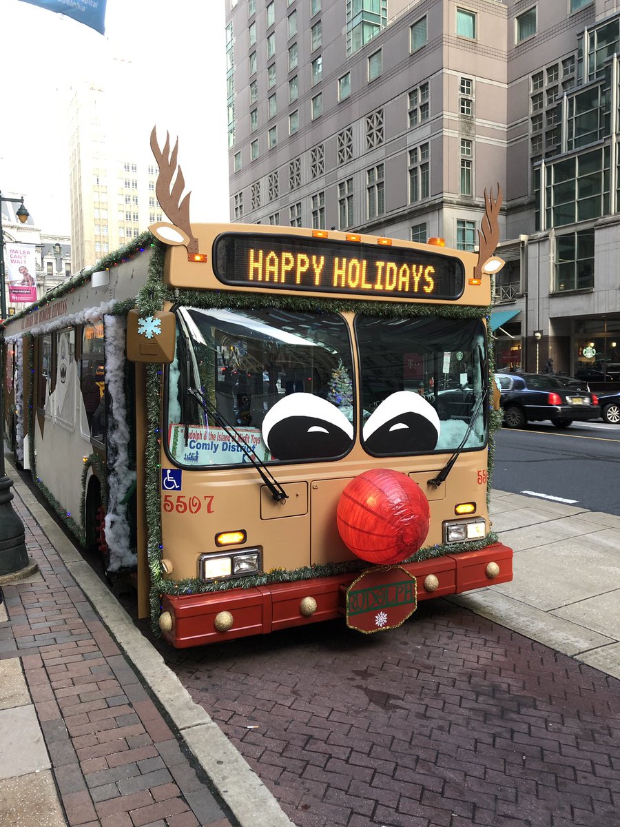 SEPTA_SOCIAL's tweet photo. Some of this year’s decorated buses are at 1234 Market Street today until 1PM. Don’t miss them! #SEPTA #Festibus https://t.co/8mfqdN3Z2o