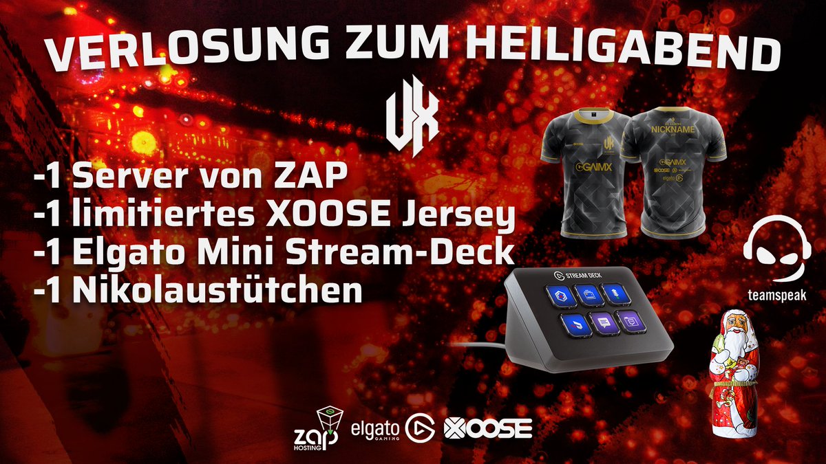 UXGamingDE's tweet photo. Das gesamte UX Gaming Team wünscht euch, euren Familien und Freunden frohe Weihnachten und schöne Feiertage. 

Zur Feier des Tages haben wir mit Hilfe unserer Sponsoren eine Weihnachtsverlosung für euch vorbereitet. 🎅🌲🎁

▶️ https://t.co/1kcuE0LPjR https://t.co/Qqjd0FimYo