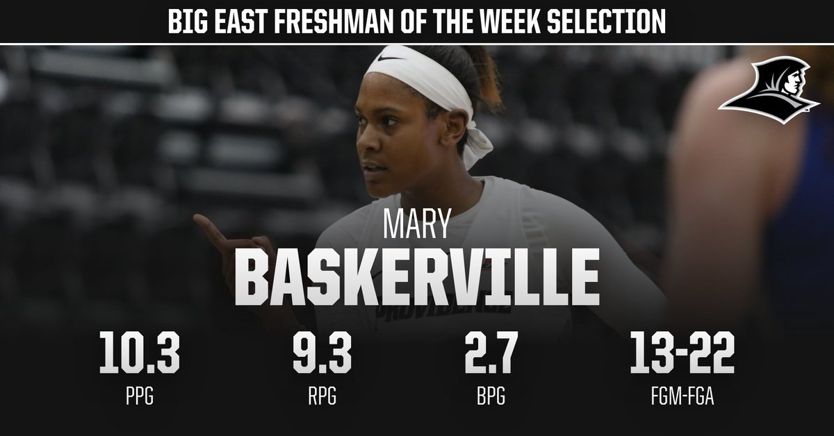 ProvidenceWBB's tweet image. Well deserved! Strong showing for the rookie 💪🏽 Congrats, Mary! #gofriars