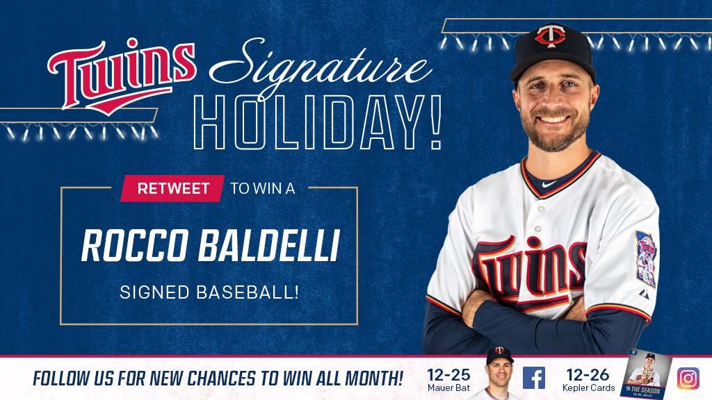 Twins's tweet photo. RT for a chance to win a ⚾ signed by our skipper, @roccodbaldelli! #SignatureHoliday #MNTwins https://t.co/z88QQohSjd https://t.co/dH2SaKr9tt