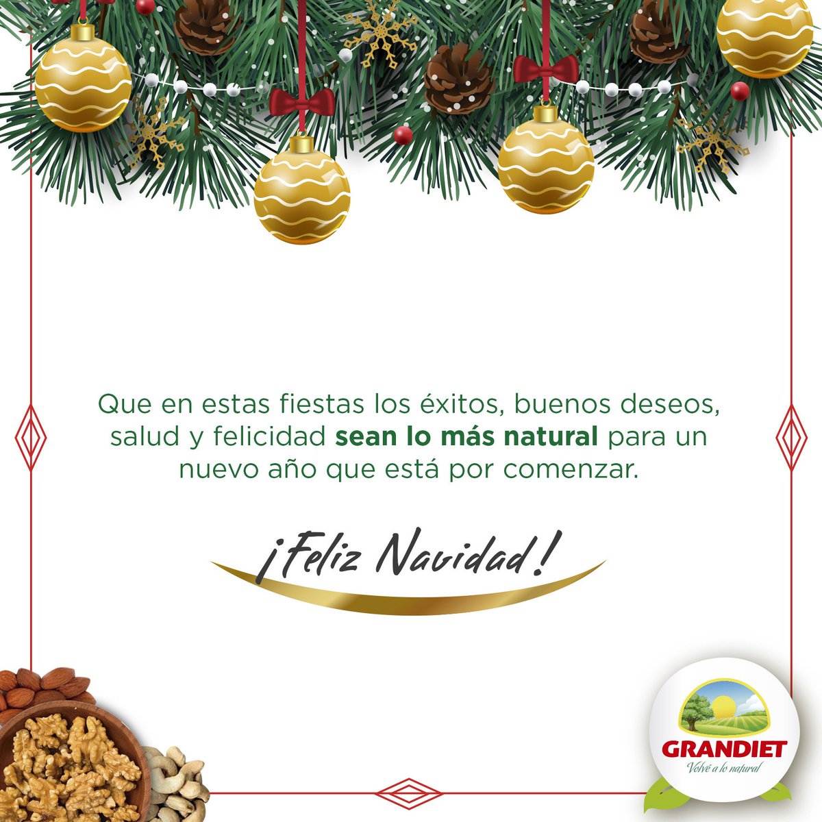GRANDIET's tweet photo. ¡Les deseamos una feliz navidad y un comienzo de año saludable! #NavidadNatural #VidaSana #Chau2018 #VolvealoNatural https://t.co/lm5jgdtXoq