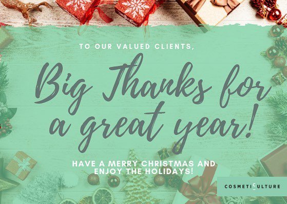 CosmeticCulture's tweet photo. As Christmas comes to close, we take this moment to express our heartfelt gratitude ✨ We extend our sincere appreciation to all our valued clients who have become our motivation and who have been very supportive through these years of great endeavors… https://t.co/FwKSZrw7Sv https://t.co/wNkf1TN5BG