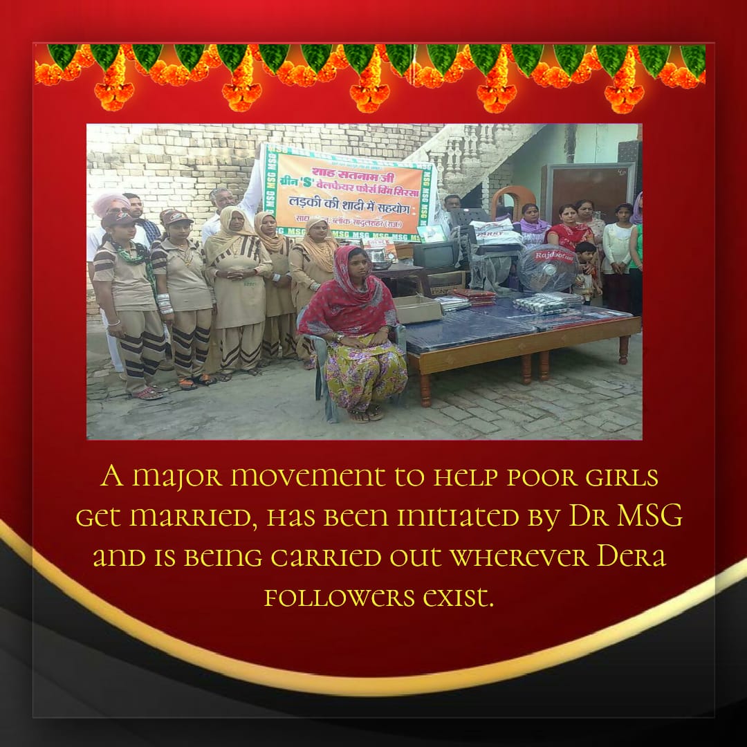 ShrutiMonga5's tweet photo. #DSSExtendingHelpToPoorGirls great initiative by @derasachasauda Under guidance of @Gurmeetramrahim https://t.co/azJxJdytgP