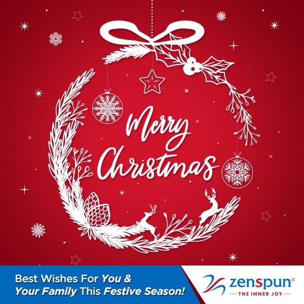 ZenSpunIndia's tweet photo. Wish you all the best this holiday season and throughout the year. #Zenspun wishes everyone a #MerryChristmas 🎅and wonderful #HolidaySeason. 🎄 🎁 https://t.co/1qDRmTOow9