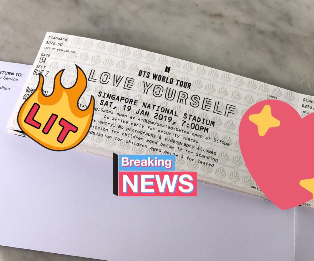 sherilim6666's tweet photo. Selling: CAT 2 BLUE 2 x TWO Ticket
For BTS LYT Singapore on 19/1/19
(Physical ticket)
Price: 330sgd
#LOVEYOURSELFinSG #LOVEYOURSELFinSingapore #LOVEYOURSELFSG #BTSinSG #LYSSG #LYSinSG #SGARMY
#loveyourselfsingapore
#btsinsingapore
#BTSArmy https://t.co/MpxdSgCdDj