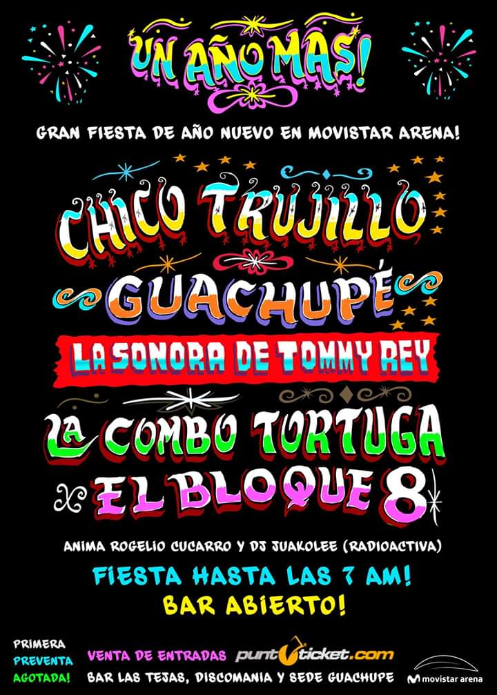 Se viene la fiestaza de año nuevo!
Últimas entradas en Las Tejas, Discomania y Punto Ticket!