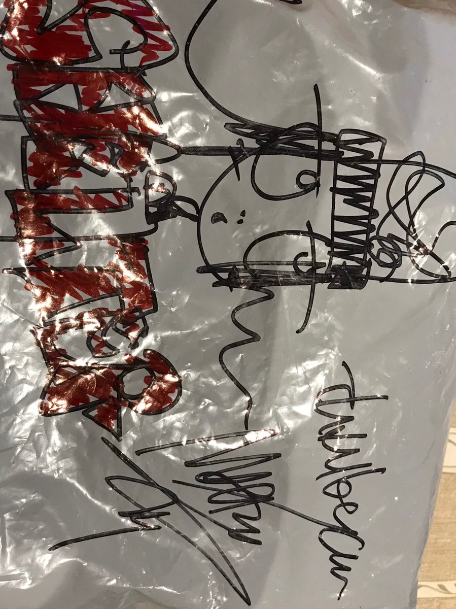 About to wrap my lush ⁦@beanies_masato⁩ beanies but have to admire this personalised envelope which I think is me in a Beanie promoting ⁦<a href="/Shelter/">Shelter</a>⁩ - drawn by ⁦<a href="/masato_jones/">Masato Jones</a>⁩ no less!
