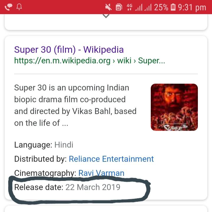 ShamsAlam00's tweet photo. #Super30 Release date change 
            22nd #March #2019super30 #HrithikRoshan #MerryChristmas2018 #TalkingFilms # https://t.co/hctxDtbbA7