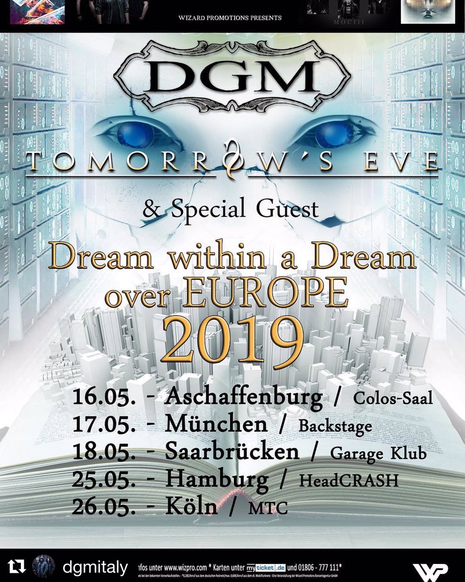 Hey folks, 
in wishing you a Merry Christmas we’re really excited to announce the first German leg of the “Dream within a Dream over Europe” tour starting on May 2019 together with Tomorrow’s Eve. 

More gigs are going to be unveiled so stay tuned for more updates to come.