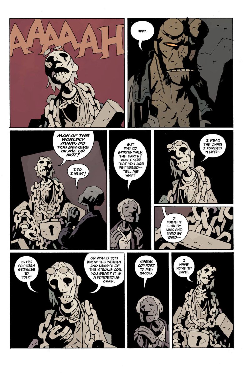 It's Christmas Eve and here's the puppet show CHRISTMAS CAROL from the first issue of HELLBOY IN HELL.
Color, of course, by the great @Dragonmnky.
And thank you Charles Dickens. 