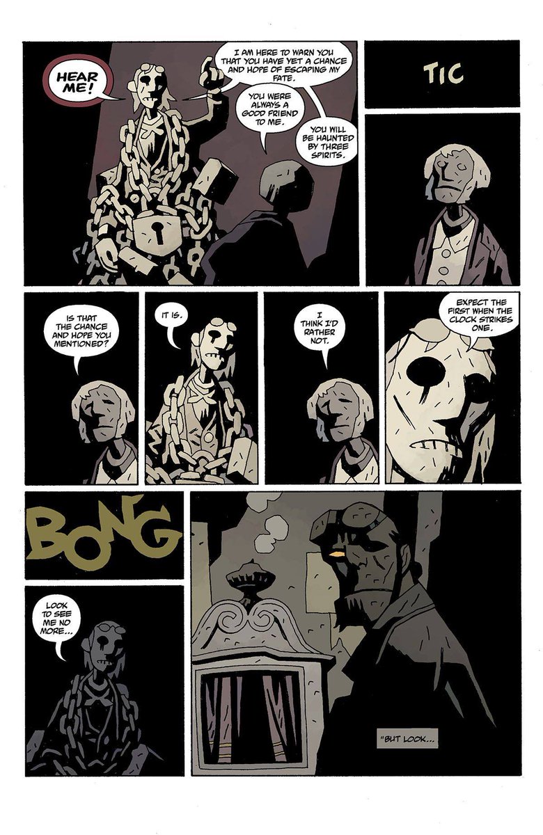 It's Christmas Eve and here's the puppet show CHRISTMAS CAROL from the first issue of HELLBOY IN HELL.
Color, of course, by the great @Dragonmnky.
And thank you Charles Dickens. 