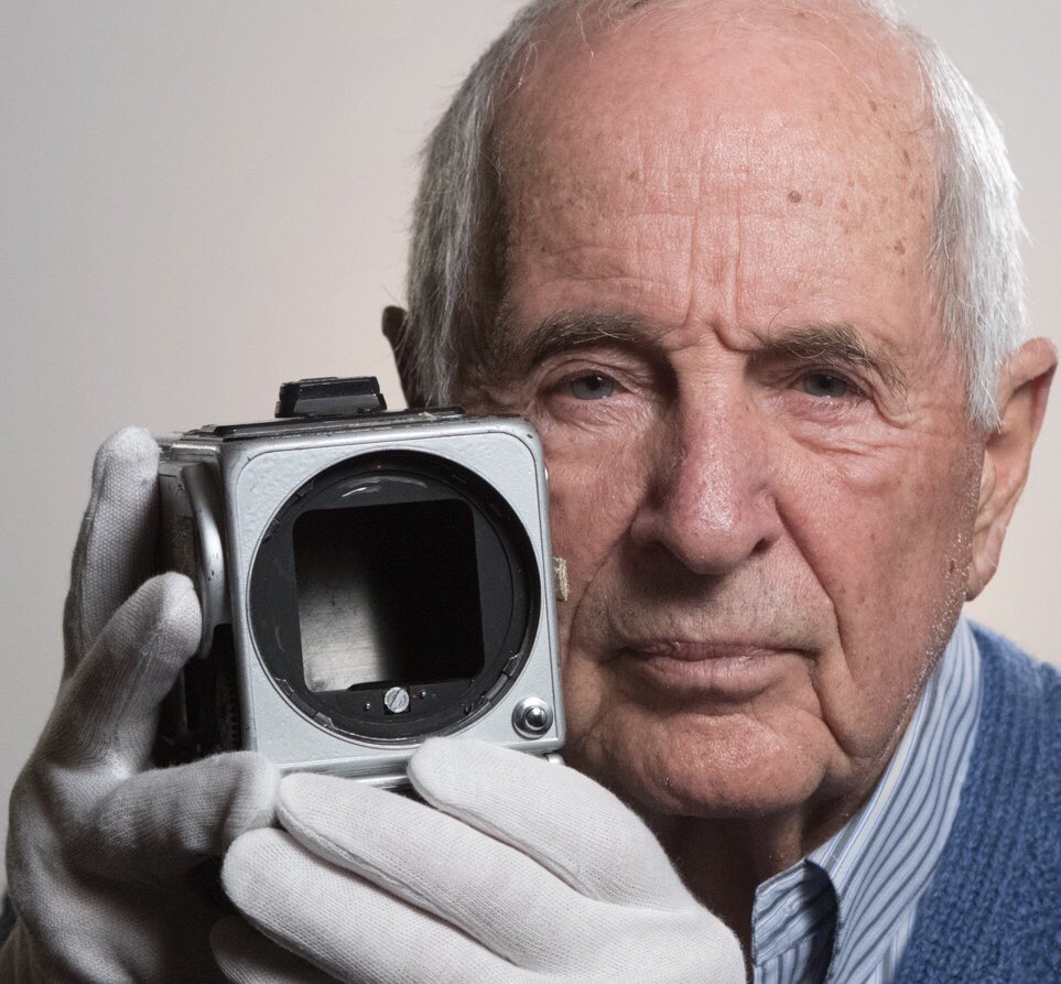 50 years ago today #Apollo8 astronaut Bill Anders shot the iconic image #Earthrise. @todayshow recently reunited him with the @Hassleblad he took the photo with, now at the @kscosmosphere. We then did a quick photo shoot and matched an old portrait taken by Yousuf Karsh.