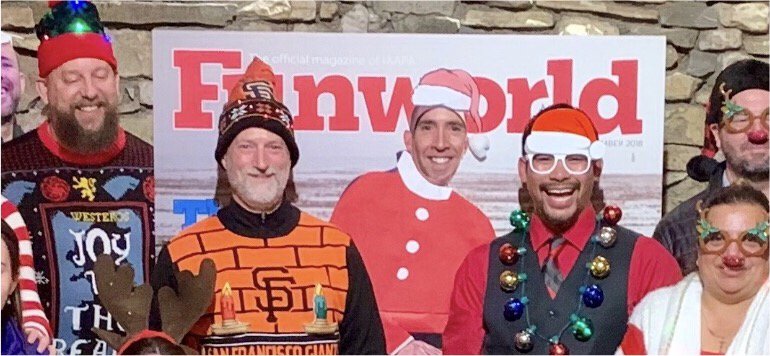 ScottFaisFun's tweet photo. FUNWORLD SANTA: The phenomenal people of the @MontereyAq who work tirelessly in conservation &amp; greater education of our natural world, celebrate the holiday with the special #Funworld #Santa: @drosenberg_AQ, @IAAPAHQ 2019 Chairman! Nice suit; great cover! https://t.co/Lm9rw3CvLl