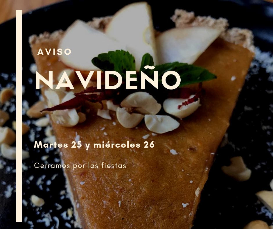 Vamos a cerrar por las fiestas, nos vemos de nuevo el jueves 27 en nuestro horario habitual, de 9am a 5pm #FelizNavidad