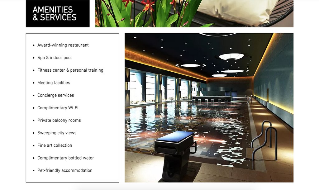 WixTutorials's tweet image. Showcase your amenities with this built in Amenities page on this WIX hotel style template.