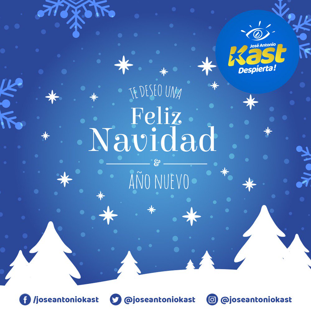 Queridos amigos
Es Nochebuena, una nueva oportunidad para encontrarnos con Dios. Junto a mi familia Kast-Adriasola, les deseamos una Navidad llena de amor y paz en sus corazones. Que sea un día de alegría y recogimiento junto a sus seres queridos
Un fraternal abrazo #FelizNavidad