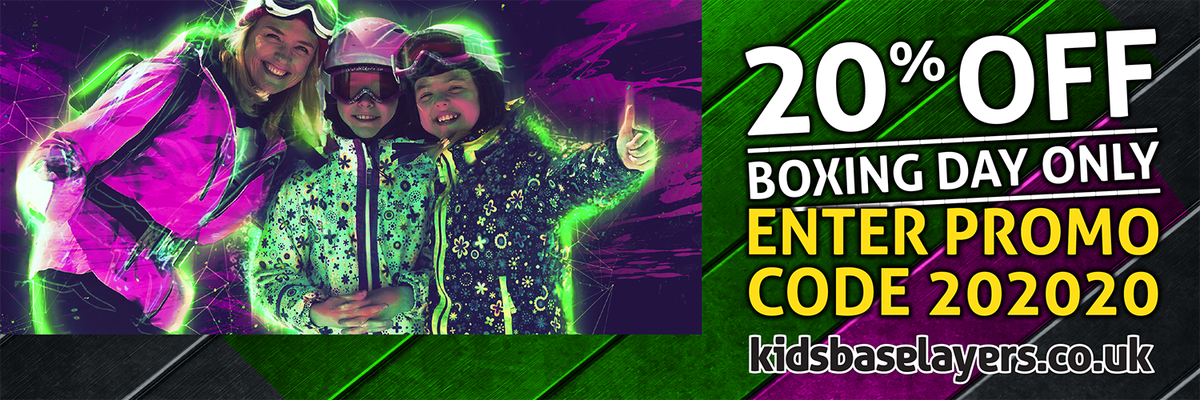 kidsbaselayers's tweet photo. Boxing Day Sale! 20% discount and FREE fast delivery on all kids SNOW SPORTS base layers &amp; accessories with code ‘202020’. Includes our major SKI brands - Under Armour, Helly Hansen, and more.  Code valid until 26 Dec only at https://t.co/Zw16aANDBR #skiing #ski #snowboard #sale https://t.co/z26Qcd9I0L
