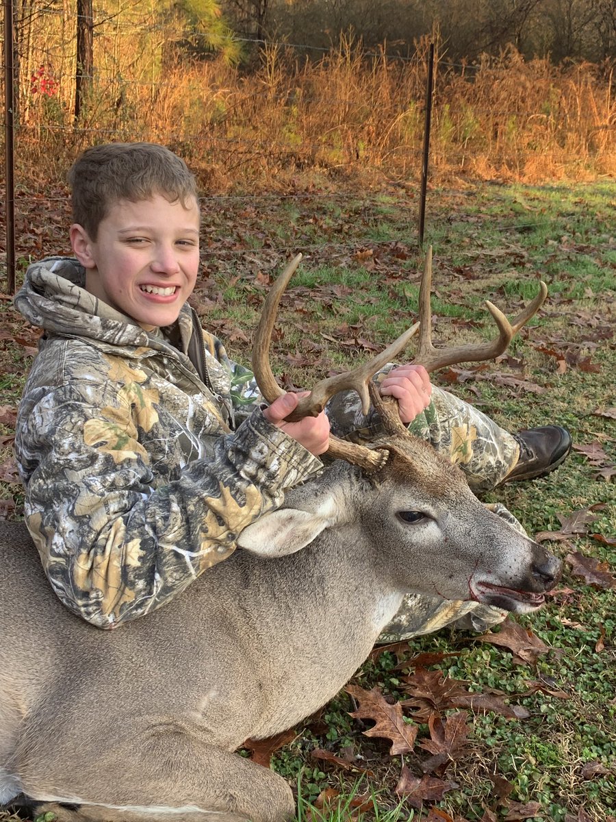 johnatignite's tweet photo. The boy may have officially passed me up! My 12yro son shot his biggest buck this morning! Awesome hunt! He barely gave me time to get to my own stand! 8ptr with a drop tine. 2ndary rut in full swing in NGA. #proddad @DanSchmidtDeer @HuntersHunting @SummitTreestand @BoogerBottom https://t.co/de5EE3JhhD