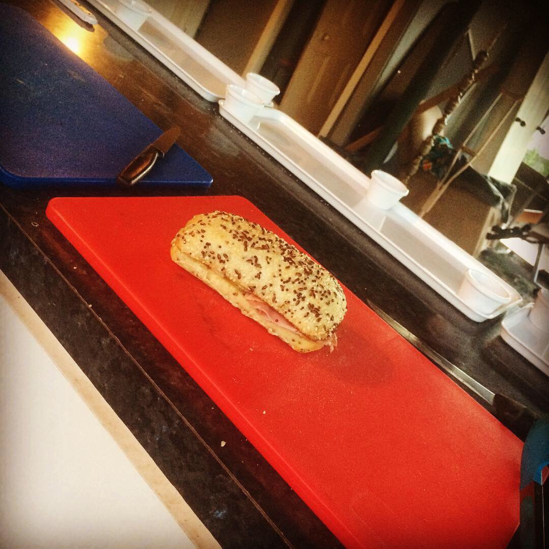 chefbjshaw's tweet photo. Breakfast sandwich #ham #cheese #turkishroll #FreshBreakfast https://t.co/9dls5t4OBC