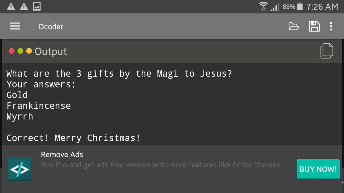 CodeRocker51's tweet image. A Christmas trivia via code 😊🎄🎁
#Christmas #Dcoder #Python3 #Programming