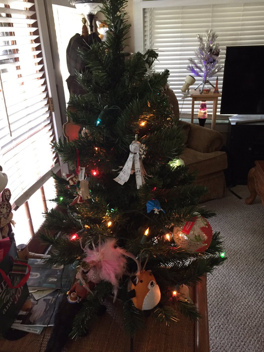 TheRealCosmik's tweet photo. @NordicFuzzCon This Christmas @RhubarbTheBear  and I hosted an open house and asked friends to bring an ornament for the tree.  #BestTreeEver #JoyToAllPeople https://t.co/n630MvcRLa