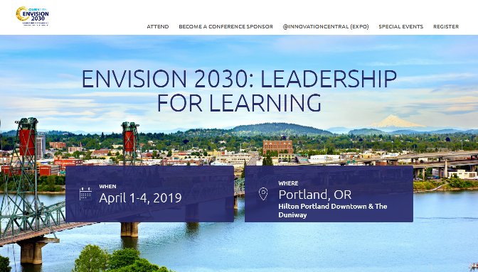 In 15 days "ENVISION 2030: LEADERSHIP FOR LEARNING 2019"  (April 1-4) #COSN <a href="/CoSN/">CoSN</a> cosnconference.org #EdTech #Portland #Oregon