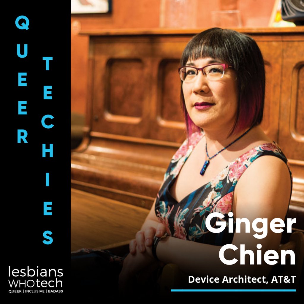 lesbiantech's tweet photo. If you have @ATT, your service is likely more secure &amp; efficient due to Ginger Chien's (@spacepupster) team📱 As a device architect, she's responsible for defining technical requirements &amp; integrations for mobile devices in key areas, like security &amp; protocols #QueerTechies https://t.co/km0v8nwSgu