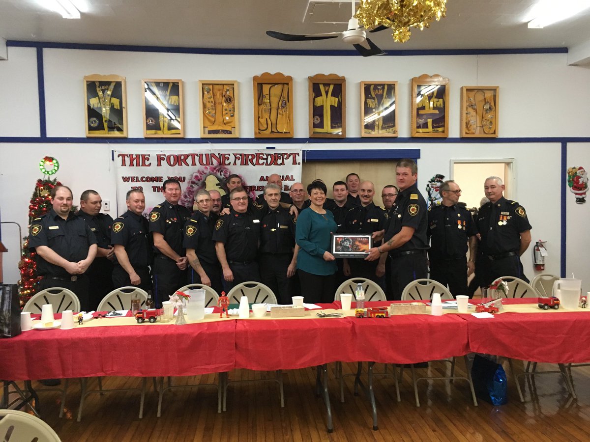 FortuneFireDept's tweet photo. Would like to thank Connie of Canada Post of Fortune with the lovely stamp at our annual firefighters ball https://t.co/hOUZU43HPg
