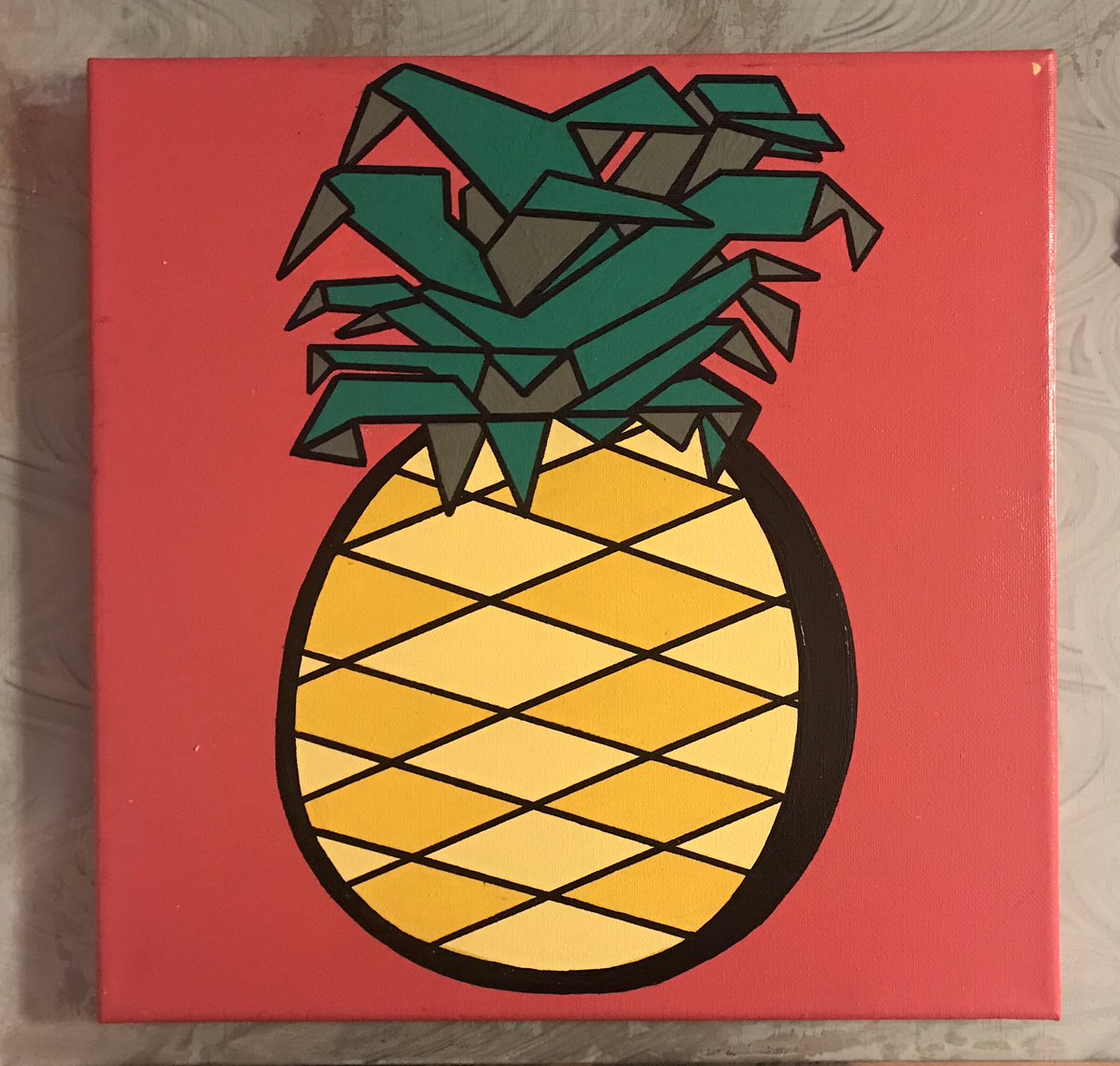 How I’ve been celebrating my Christmas Eve #pineapple #geometricpainting #wip