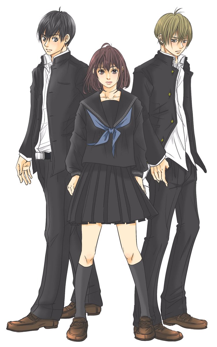 銀色 かな あまりものでも恋は甘い連載中 No Twitter パラレルリップスのキャラデザイン全身図 シリアスな内容なのでダークな制服カラーでいきましょうと まだ線画がバシッと決まらない カラーは無駄を省いていきます 髪のツヤはできるだけ抑えた表現で