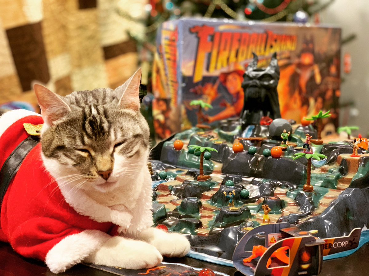 I don’t think she likes her Christmas present that much. Oh well, guess I’ll have to play it for her. 😂

🎲: #FireballIsland
🕋: <a href="/RestorationGame/">Restoration Games</a>
🧠: #Dexterity #PickUpAndDeliver

#geek #geekgirl #tabletop #tabletopgames #bgg #boardgames #ToughChweong #cat #santacat #Christmas⁠