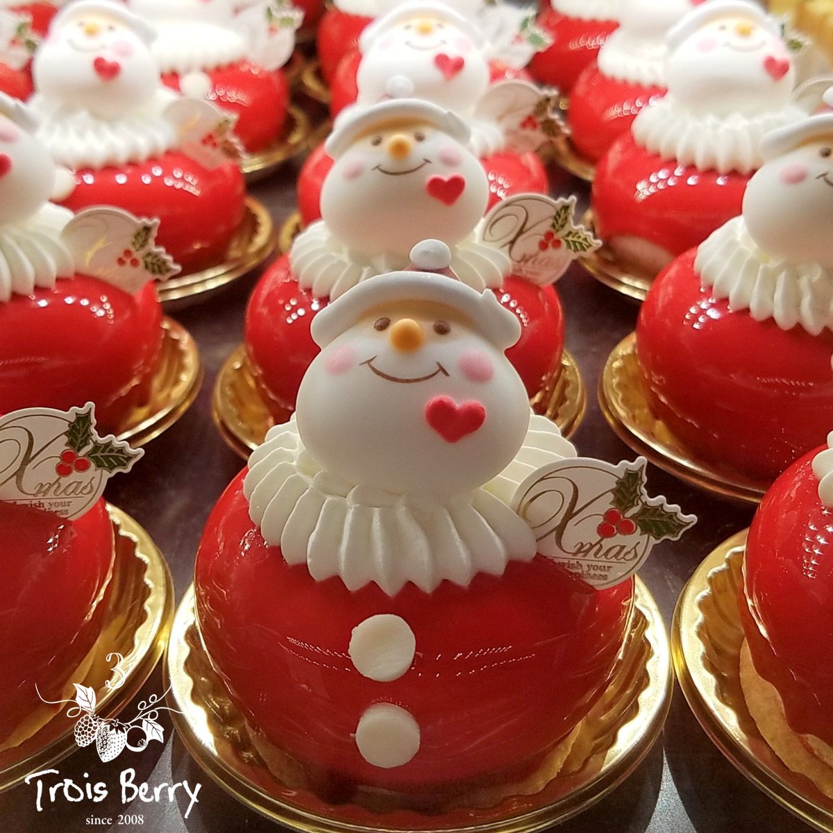 Troisberry トロアベリー Merry Christmas 素敵な クリスマスをお過ごし下さいませ クリスマス クリスマスケーキ スノーマン トナカイ Christmas 別府 Beppu Trois