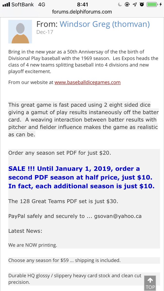 2Tabletopsports's tweet image. Wow! Greg’s got a great x-mass offer on his great game over at Delphi. Link to his game site here...
baseballdicegames.com info screen shot below.  #Playball #Baseballgames #baseball #baseballdicegames