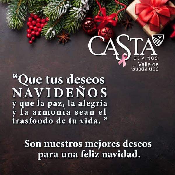 CastadeVinos's tweet photo. Nuestros mejores deseos para todos nuestros clientes y amigos. Esperamos que pasen excelentes fiestas. Un caluroso abrazó de la familia #CastaDeVinos. https://t.co/LJuBEpV2Dp
