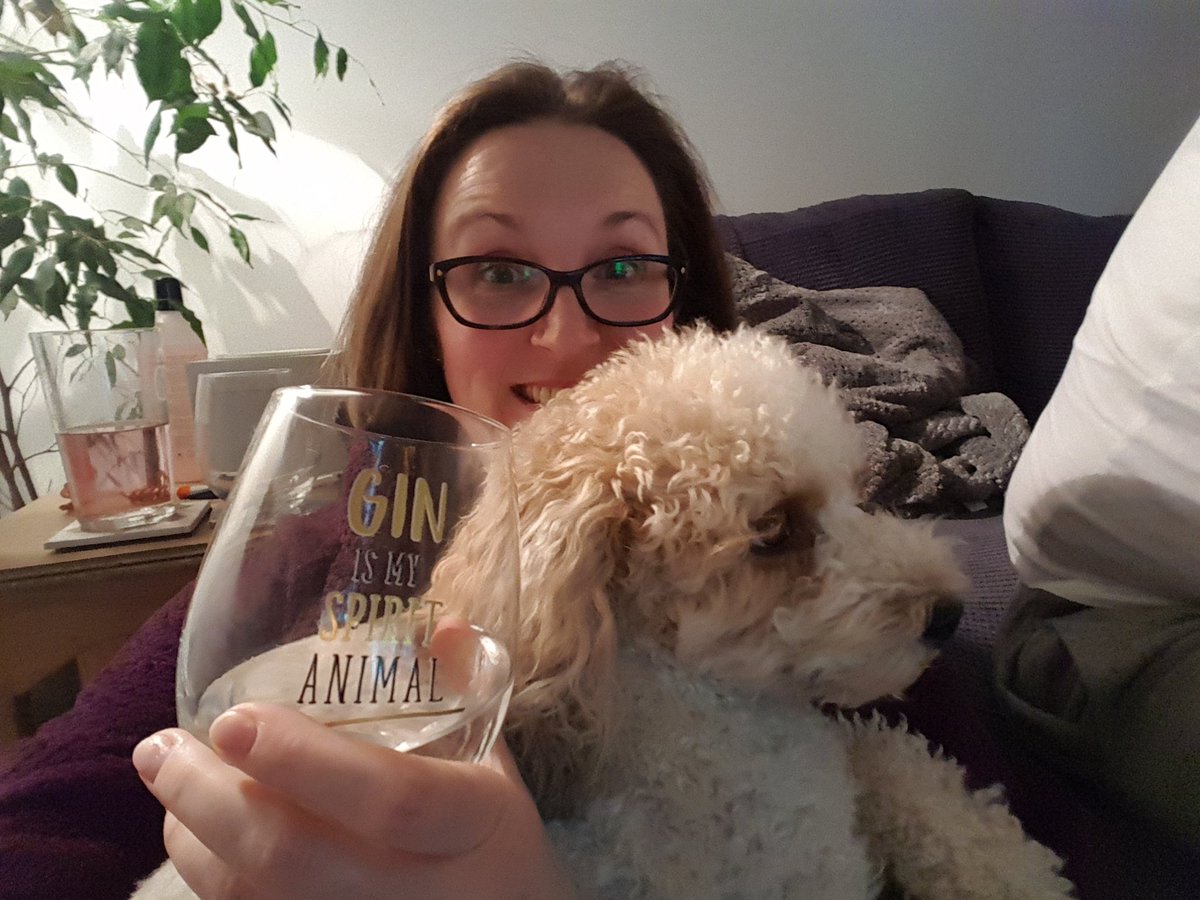 SA_Missy's tweet photo. Gin with Ginny. Happy #MidwifeLife 
Cracking day, with a belting team on the #BirthUnit. Now very happy to be home with @jonny_trumble the pup and the in-laws #MerryChristmas #ThankYouNHS to the night shift and the day team. #ThePhysioAndTheMidwife #NHSHeros https://t.co/90Pn1wxl7X