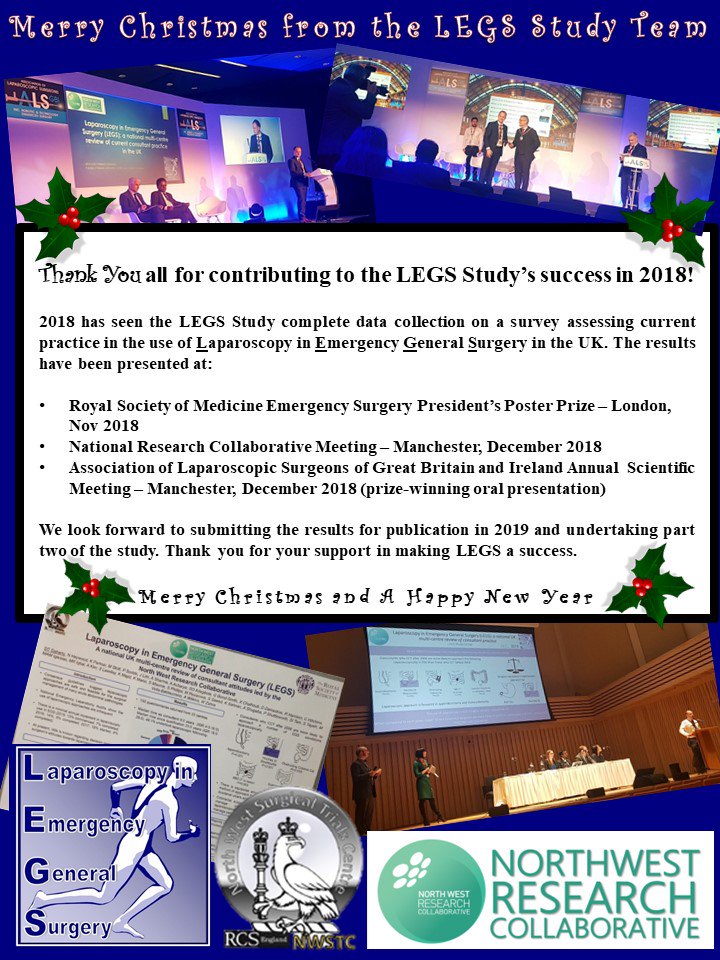 Merry Christmas!
Newsletter Update from @LEGS_Study Team🎄
Thanks all who contributed to 2018's success- here's to 2019 🎉
@NWRCsurgery @LivUniNWSTC @KatParmar @HeywoodNick @MStott88 @soddep @DanDoherty28 @elliebadrick @abhi19744 @ALSGBandI @RoySocMed @NRCM2018 #surgicalresearch
